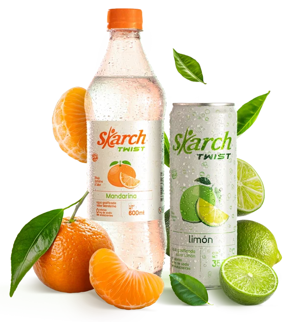 Skarch Twist agua soda sin azúcar sabores mandarina y limón